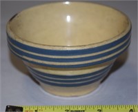 Antique Yellowware Blue Band Basketweave Bowl