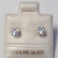 Sterling Silver Moonstone Stud Earrings SJC