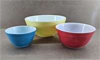 3pc Primary Color Pyrex Mixing Bowls
