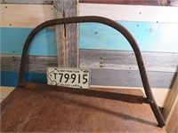 ANTIQUE SWEED SAW & MANITOBA LICENCE PLATES
