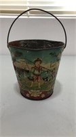 Antique tin bucket sand bucket