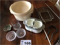 TUPPERWARE COOKWARE, POACHER, KRYSTAL DISHES,