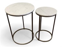 Pair of Marble Top Accent Tables