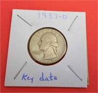 1937-D Washington 25 Cent Coin