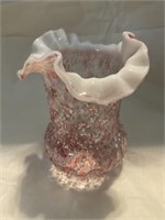 Pink Splatter Ruffle Pinched Rim Vase