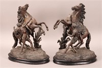 Pair of Spelter Figure Groups after Cousteau,