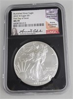 2023-W 1 Ounce Fine Burnished Silver Eagle Dollar.