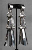 Etro Modern Chrome Two-Tier Dangle Earrings