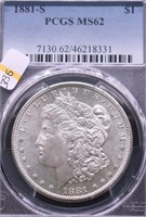 1881 S PCGS MS62 MORGAN DOLLAR