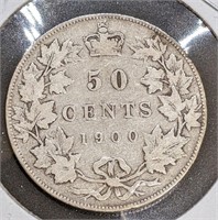 1900 Canadian Sterling Silver 50-Cent Half Dollar