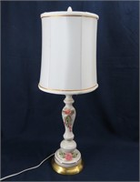 Porcelain Lamp w/ Brass Base & White Shade