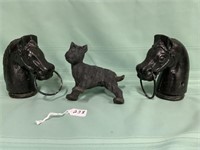 2 Aluminum horse hitches & cast door stop