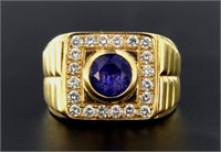 14kt Gold Men's Tanzanite & Diamond Ring