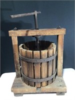 Vintage Fruit Press Wood &/Cast Iron 16”