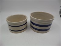 Lot (2) Stoneware R.R.P.Co Roseville, Ohio Crocks