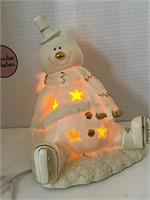 International Bazaar Lighted Snowman w/Gold Trim