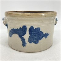 Cobalt Decorated Stoneware Butter Crock