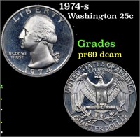 Proof 1974-s Washington Quarter 25c Grades GEM++ P