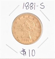 1881-S Liberty $10 Gold Coin