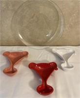 Glass Plate and (3) Martini Glass Plates