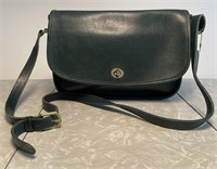 Coach shoulder bag --dark green leather