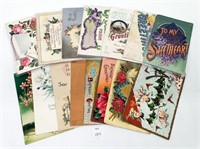 1900's Color Litho Postcards Be My Valentine, Swee