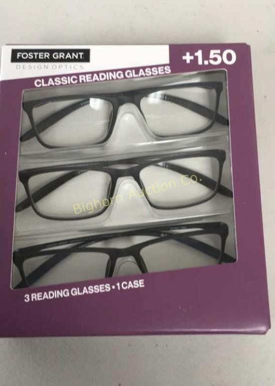 Foster Grant Reading Glasses +1.50,  3 Pc Lot