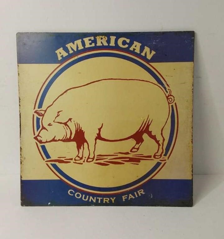 Vintage Heavy Tin Sign American Country Fair U15E