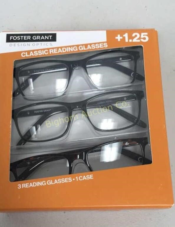 Foster Grant Reading Glasses +1.25,  3 Pc Lot