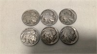 (6) 1935 Indian Head Buffalo Nickels