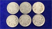 (6) 1930 Indian Head Buffalo Nickels
