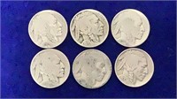 (6) 1936 Indian Head Buffalo Nickels