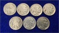 (7) 1934Indian Head Buffalo Nickels