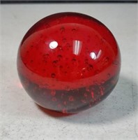 Red art glass paper weight