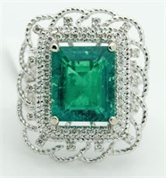 14kt Gold 8.16 ct Emerald & Diamond Ring