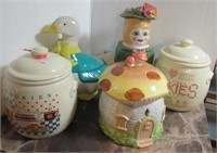 (5) Various cookie jars. Tallest measures: 13