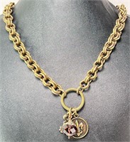 Gold Tone Chain Necklace with Pendants