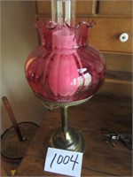 Lamp with Cranberry Shade