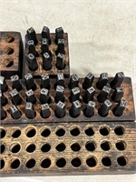 Stamps, Letters and Numbers in wood case