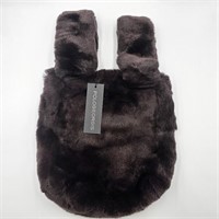 POLOGEORGIS’ Women's Mink Rabbit fur Bag, Dark Bro