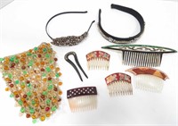 Collection of Embellished Hair Combs & Beaded Net