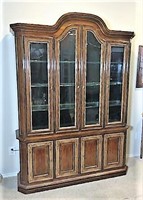 Heritage Lighted Hutch with Glass Shelves