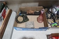 PEACOCK FRAME, JEWEL BOX, PERFUME, BEADED BELT