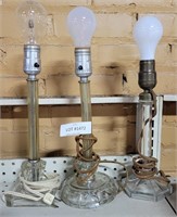 3 GLASS/PLASTIC BASE TABLE LAMPS