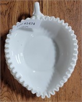 RUFFLE TOP HOBNAIL MILKGLASS DISH