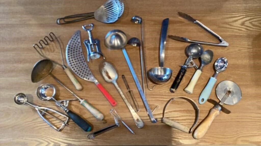 Vintage Kitchen Utensils & Ice Cream Scoops