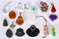 Group of 17 Crystal/Jade Pendants