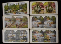 6 Stereoscope Cards - 1903 Fishing Yellowstone Riv
