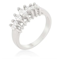 Marquise .43ct White Topaz Graduated Ring