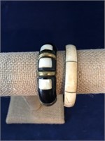 Vintage Brass & Bone Inlay Bangle from India